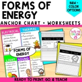 Forms of Energy Anchor Chart Forms of energy Worksheets