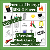 Forms of Energy BINGO Sheets