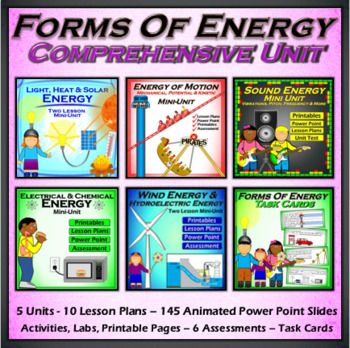 Preview of Forms of Energy Comprehensive Unit - 5 Unit Bundle, 10 lessons, PPT, Printables