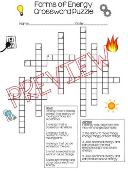 Forms of Energy Crossword Puzzle by Science #39 n #39 Stuff TpT