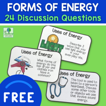 Preview of Forms of Energy Discussion Questions - Open Response Task Cards FREEBIE