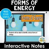 Forms of Energy Energy Slides, Notes & Activities | Middle