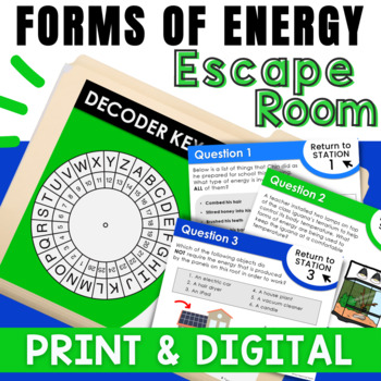 Preview of Forms of Energy Activity - Uses of Energy Escape Room - M.E.L.T.S. Review Game