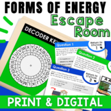 Forms of Energy Activity - Uses of Energy Escape Room - M.