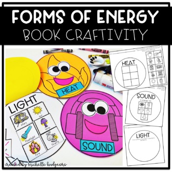 Preview of Forms of Energy Flip Book Craftivity, Light, Heat, Sound, Kindergarten,1st grade