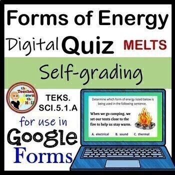 Preview of Forms of Energy Google Forms Quiz Digital Science Activity Energy Assessment