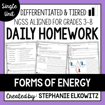 Preview of Forms of Energy Homework | Printable & Digital