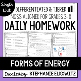 Forms of Energy Homework | Printable & Digital