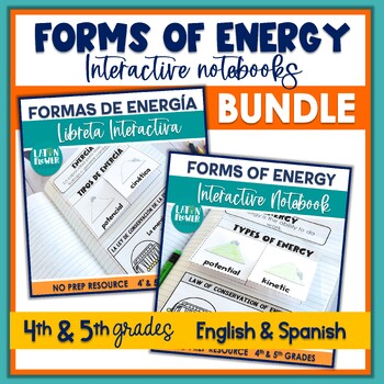 Preview of Forms of Energy Interactive Notebook English & Spanish Versions Bundle
