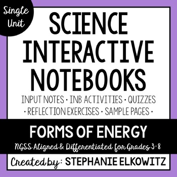 Preview of Forms of Energy Interactive Notebook Unit | Editable Notes