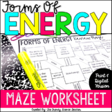 Forms of Energy Maze Worksheet (Print & Digital Versions I