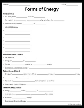 forms of energy powerpoint and notes by the science duo tpt