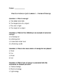 Forms of Energy Practice Test