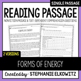 Forms of Energy Reading Passage | Printable & Digital