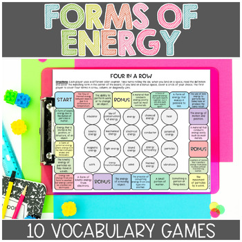 Preview of Forms of Energy Science Vocabulary Games