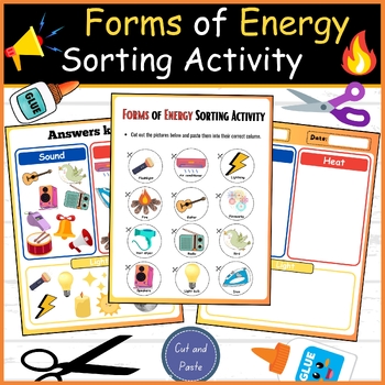 Preview of Forms of Energy Sorting Activity: Picture Sort (Heat, Light, & Sound)
