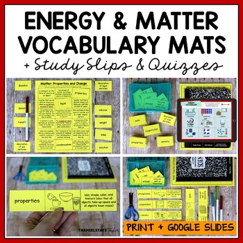 Preview of Forms of Energy States of Matter Sorts Vocabulary Activities 4th 5th Science Rev
