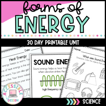 Preview of Forms of Energy Unit | 30 Day Unit | Special Education Science 