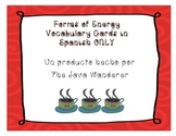 Forms of Energy Vocabulary Cards in Spanish ONLY