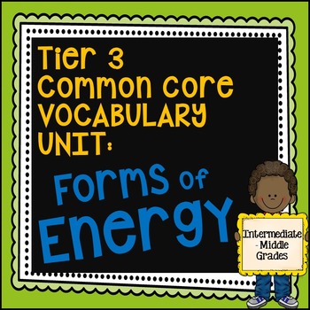 Preview of Forms of Energy Vocabulary Unit, Kinetic, Potential, Electrical Energy