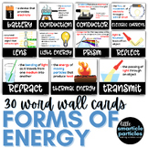 Forms of Energy Science Vocabulary Word Wall Cards 3rd, 4th, 5th Grades