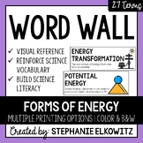 Forms of Energy Word Wall | Science Vocabulary