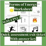 Forms of Energy Worksheet