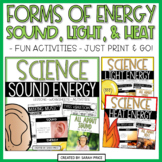Forms of Energy Worksheets Light Heat and Sound Activities