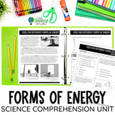 Forms of Energy Worksheets | Science Reading Comprehension