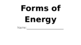 Forms of Energy formative assessment