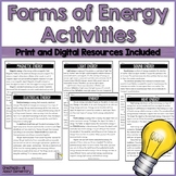 Forms of Energy {light, magnetic, electrical, heat, and so