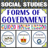 Forms of Government Lesson - Guided Notes PowerPoint and Homework