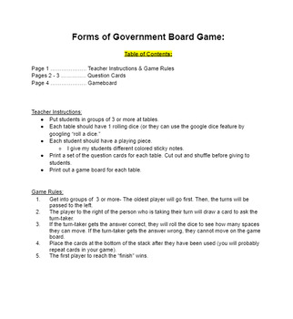 Preview of Forms of Government Board Game