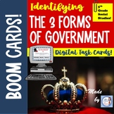 Forms of Government Boom Cards (monarchy, dictatorship, de