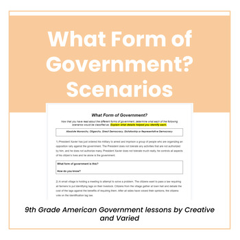 Preview of Forms of Government Scenarios