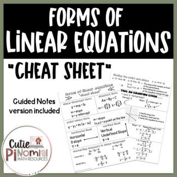 Preview of Writing Linear Equations Cheat Sheet