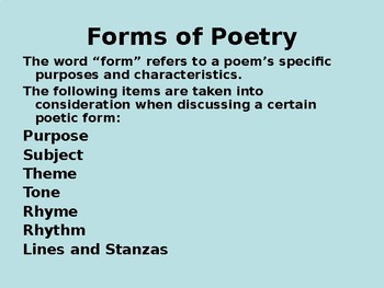 Forms of Poetry Powerpoint by Franglais Kimmy | TPT