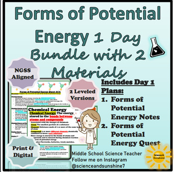 Preview of Forms of Potential Energy Unit Notes & Activities 1 Day Worth, 2 Materials