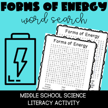Preview of Forms of Energy Word Search