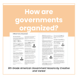 Forms of government; How are governments organized? Readin