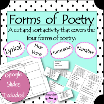 Preview of Forms of poetry sort/distance learning/ google slides