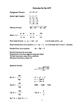 Preview of Formula Booklet for High School and College Mathematics