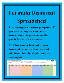 Preview of Formula Dismissal for Elementary (Google Sheets)