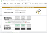 Formula of Hydrate Lab - Data & Analysis GoogleSheet