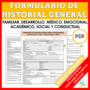 Preview of Formulario Historial FAMILIAR, DESARROLLO, SALUD, SOCIOEMOCIONAL, ACADÉMICO +