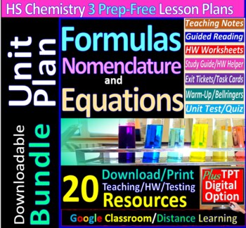 Preview of Unit Plan: Formulas, Nomenclature, Equations, 3-Lesson Bundle ~Editable~