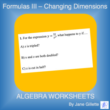 Preview of Formulas III - Changing Dimensions
