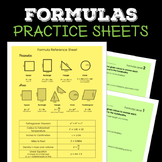 Formula Practice Worksheets
