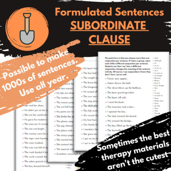 Preview of Formulated Sentences - Subordinate Clauses [CELF]