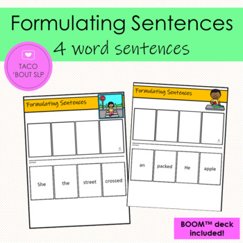 Preview of Formulating 4-Word Sentences Take-A-Long *INCLUDES BOOM TASK CARDS